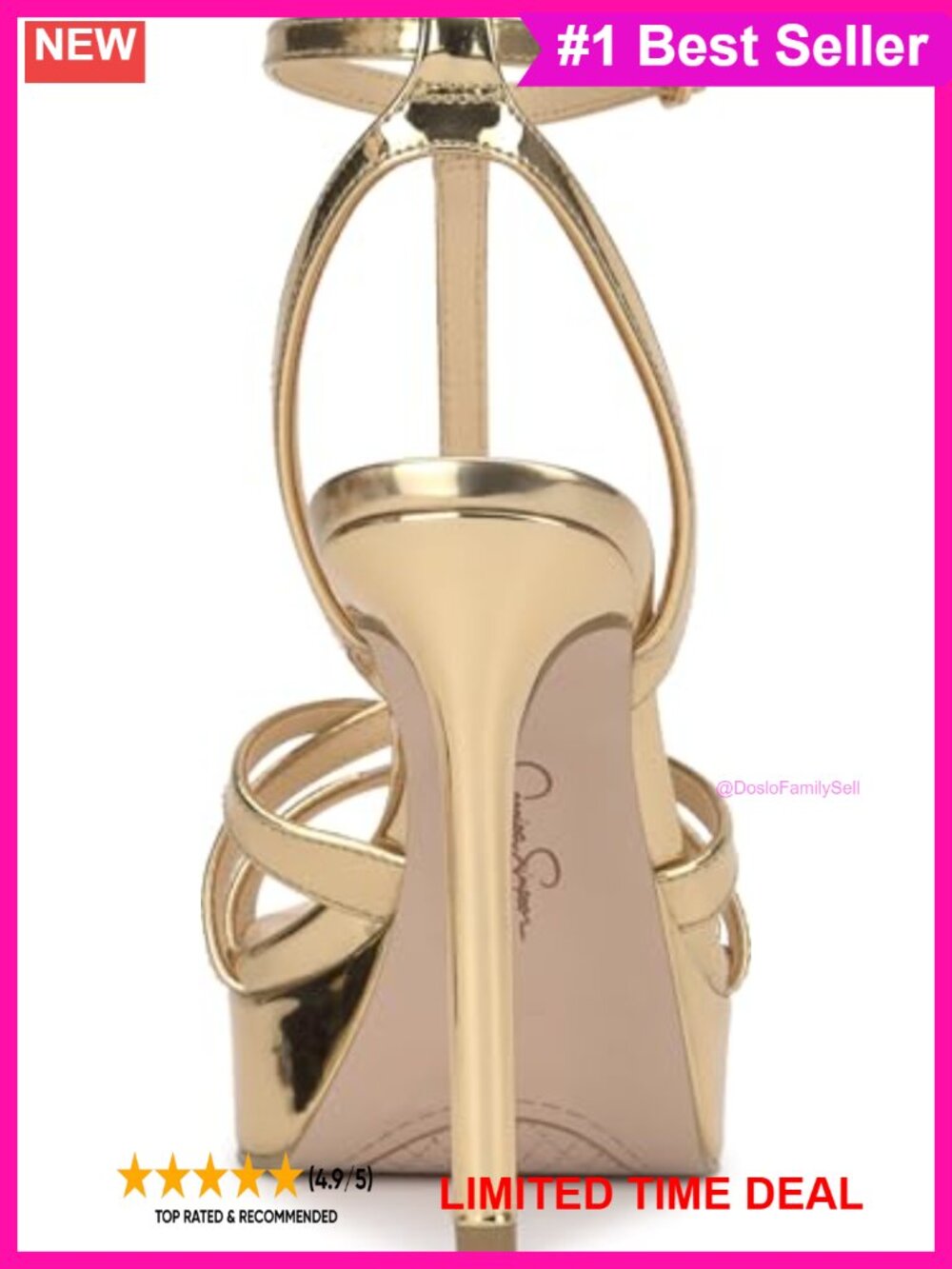 Faux Patent T-Strap Platform Sandals Open Toe Stiletto Heels - Picture 3 of 6